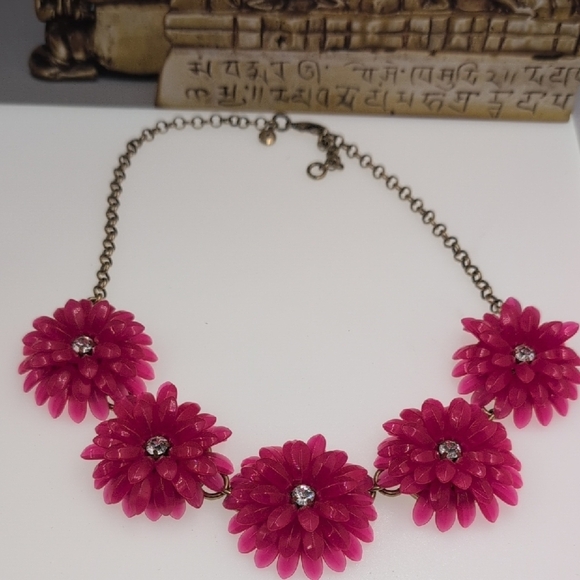 J. Crew Pink Dahlia Floral 3D Statement Necklace - Picture 4 of 7